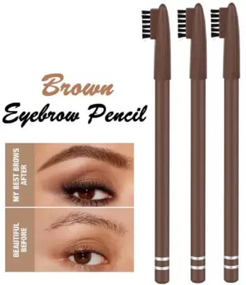 FELICECHIARA BROWN EYE BROW PENCIL SET OF 3 SMUDGE PROOF LONG LASTING(DARK BROWN)