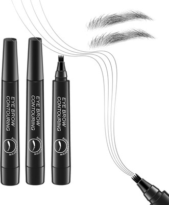 Emijun Eyebrow Pencil Micro-Fork Tip Applicator Creates Natural Looking COMBO(BLACK)