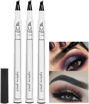 ADJD Combo 4 Forked Natural Looking Long Lasting Fashion Eyebrow Pen(BLACK)