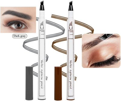 tanvi27 Natural Finish Looking Defined Grey & Dark Brown Eyebrow Tatoo Pencil(DARK BROWN, GREY)