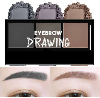 GABBU Eyebrow Drawing Palette 3 Shades With 1 Brush Eyebrow Palette 7.2 g(Multi Color)