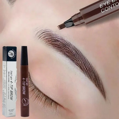 YAWI 4 Micro-Fork Eyebrow Pen Applicator Creates Flawless Natural Looking Brows Pen(Brown)