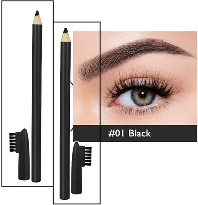 NADJA MATTE FINISH BLACK EYE BROW PENCIL WITH BRUSH SET OF 2(BLACK)