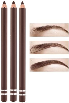Yuency Combo of 3 Eyebrow Pencil with Brush Smudge proof Eyebrow Definer Pencil(brown)