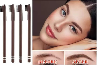 Wonholli Long Lasting Effect Eyebrow Pencil with Brush Design(Brown)