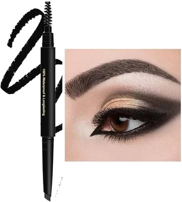 MYEONG 2 In 1 Long Lasting Smudge proof Eyebrow Pencil and eyebrow Brush(Black)