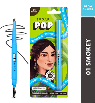 SUGAR POP Brow Shaper 01 Smokey - Transfer-proof | Water-resistant | Built-in spoolie(Grey Brown)