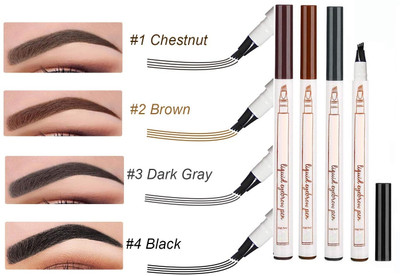tanvi27 Brow Defined Grey & Dark Brown & Light Brown & Blakc Eyebrow Tatoo Pen Set(DARK BROWN, GREY, LIGHT BROWN, BLACK)