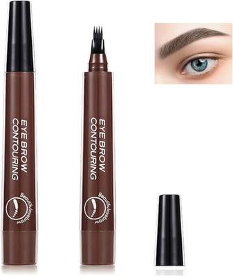 AFARAXIA 4 Micro-Fork Eyebrow Pen Applicator Creates Flawless Natural Looking Brows(Brown)