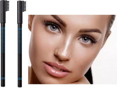 Wonholli 2 Packs Eyebrow Pencils with Soft Brush(BLACK)