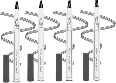 Emijun Waterproof Liquid Brow Pencil Makeup with a Micro-Fork 4 Tips Applicator(grey)