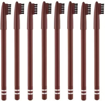 JANOST WATERPROOF EYEBROW PENCIL WITH EYEBROW BRUSH 8PC(BROWN)