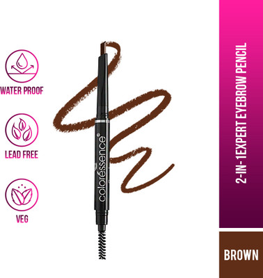 COLORESSENCE Expert Eye Brow Pencil 2 in 1 Dual Function Brow Filling Pencil with Spoolie Shaping Brush Eyebrow Styler - 0.25 g (Brown)(Brown)