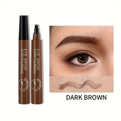 MYEONG Perfect Eyebrow Liquid Makeup Pen with 4 Micro-Fork Tip Brow Pen(Brown)