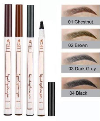 tanvi27 Eye Brow Defined Grey & Dark Brown & Light Brown & Blakc Eyebrow Tatoo Sketch(DARK BROWN, GREY, LIGHT BROWN, BLACK)