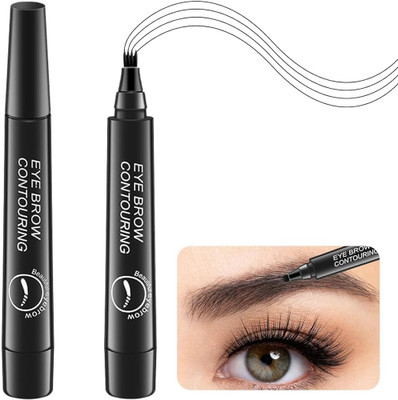 GULGLOW99 Waterproof Microblading Eyebrow Pen Smudgeproof Brow Pencil(BLACK)