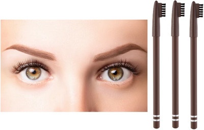NADJA PERFECT BROWN EYE BROW PENCIL SET OF 3 SMUDGE PROOF LONG LASTING(BROWN)