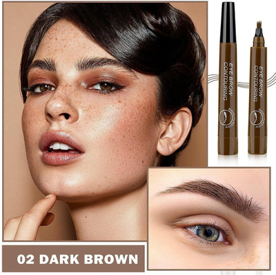 AFARAXIA Best to use 4-TIP BROW Liquid Eyebrow Pencil Waterproof for women and girls(Brown)