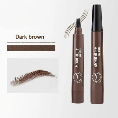 MYEONG Perfect Eyebrow Liquid Makeup Pen with 4 Micro-Fork Tip Brow Pencil(Brown)