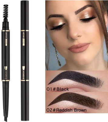 SHENYCOLORS EyeBrow Pencil 2in 1 Dual Function Brow Filling Pencil with Shaping Brush(black)