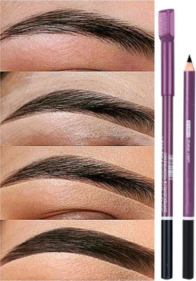 MYEONG Black Color 2 in 1 Matte Finish Eyebrow Pencil(Black)