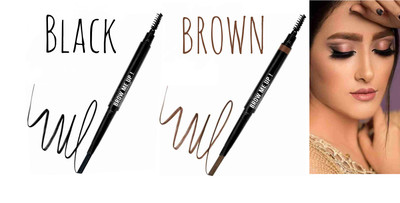 SKYBOAT Black & Brown Eyebrows Pencil With Brush Highly Pigment Long Lasting Eye pencil(BLACK)