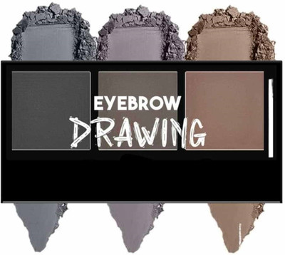 YAWI 3 Shades Eyebrow Palette with Waterproof Eyebrow Filler with Brush(MULTI COLOR)