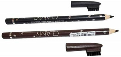 Clamy Waterproof Eyebrow Pencil For Lasts Up to 22hr 1.5 g - (Black & Brown)(Brown, Black)
