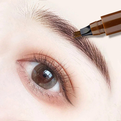 MYEONG 4 Point Tip Brow Pencil Long Lasting Brow Pen For Women(Brown)