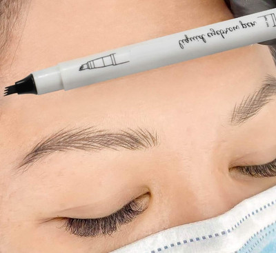 GULGLOW99 3D Waterproof Liquid Eyebrow Pen, Black Microblading Eye Brow Pen(BLACK)