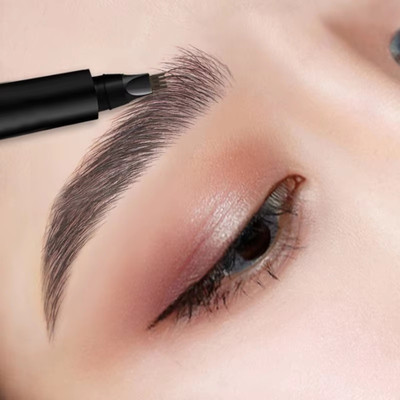 MYEONG 4 Micro-Fork Eyebrow Pen Applicator Creates Flawless Natural Looking Brows 2.5 g(Black)