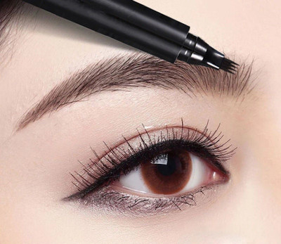 WOONGMI Eyebrow Liquid Pen Black 4 Micro-Fork Tip,Waterproof And Long-Lasting Pen(BLACK)