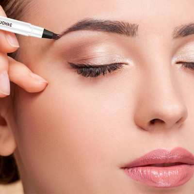MYEONG 4 Tip Brow Pen Eyebrow Pen Pigmented Eyebrow Pencil 1 g(Black)