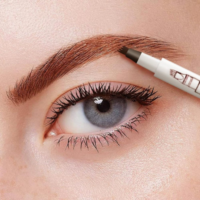 MYEONG 4 Points Eyebrow Pen Long Lasting Liquid Brow Pencil(Brown)