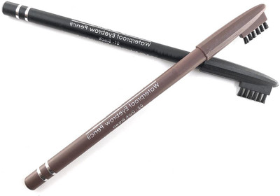 MYEONG Eyebrow Pencil 2 in 1 Dual Function Brow Filling Pencil Black And Brown((Black, Dark Brown))