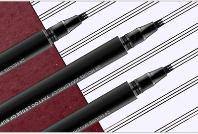 tanvi27 Multi Use 3 Tips Eye Brow Contour Makeup Tattoo Fine Black Sketch Combo(Jet Black)