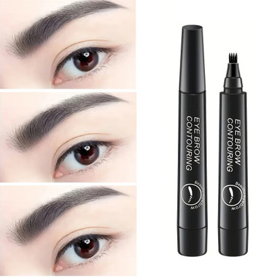 GULGLOW99 Waterproof Four-Headed 4-Fork Liquid Eyebrow Pen(BLACK)