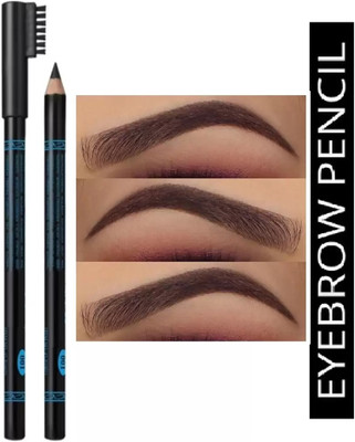 GULGLOW99 Waterproof & Smudgeproof Black Eyebrow Pencil With Eyebrow Brush(BLACK)