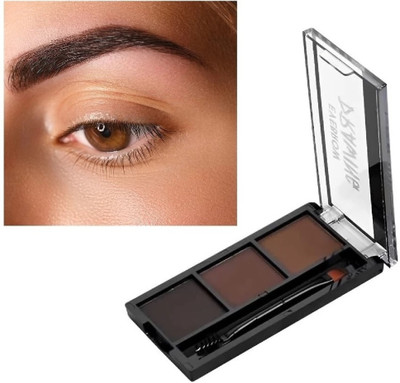 HUZURLU Best Define brows 3 color eyebrow powder palette Multicolor(BLACK, GREY, BROWN)