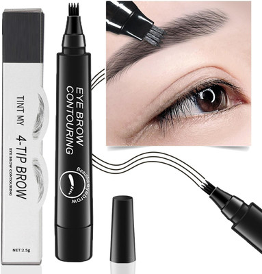 GULGLOW99 Brow Pen 4 Tipped Precise Waterproof With A Micro-Fork Tip(BLACK)