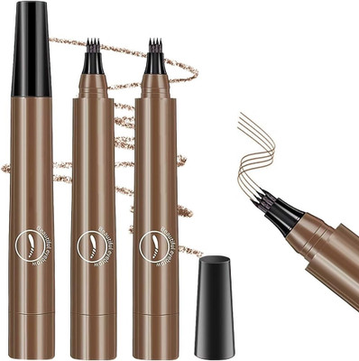 YAWI 4 micro fork tip tattoo pen brown combo of 2 5 ml(Brown)