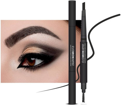 MYEONG Brow Artist Long Lasting Automatic Eyebrow Pencil & Brush Black Color(Black)