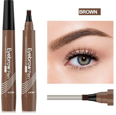 manasona 3D Waterproof Microblading Eyebrow Pen, 4 Tip Tip Tattoo Pencil 2.5 g(BROWN)