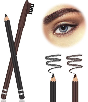Thristygirl 2Pcs Eyebrow Pencil – Eyebrow Shaping Pencil with Soft Brush(Black & Brown)