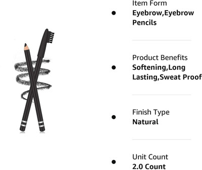 NADJA DARK BLACK COLOR SMUDGE PROOF EYE BROW PENCIL WITH BRUSH(BLACK)