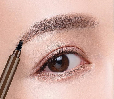 MYEONG 4 Micro-Fork Brown Eyebrow Pen Applicator Creates Flawless Looking Brows Pen 2.5 g(Brown)