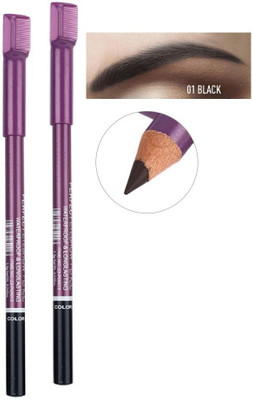 THTC Pro Smudge Proof & Water Proof Dark Black Eyebrow Definer Pencil With Comb(BLACK)