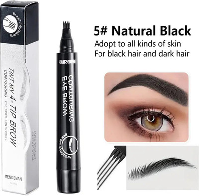 Lenon Waterproof 4-Tip Eyebrow Tint Pen – Natural Black(BLACK)