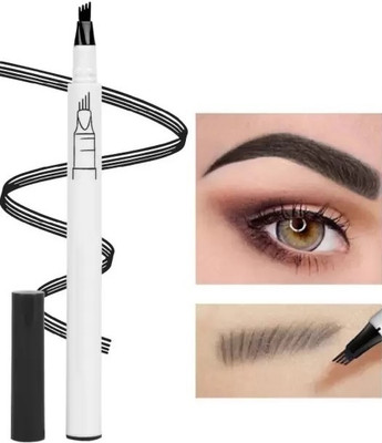 Emijun 4 Forked Natural Looking Long Lasting Fashion Eyebrow Pen(BLACK)