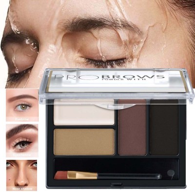 manasona Eyebrow Powder Cake with brush Brow Palette Eyebrow Enhancer Waterproof 4 in one 8 g(MULTI COLORS)